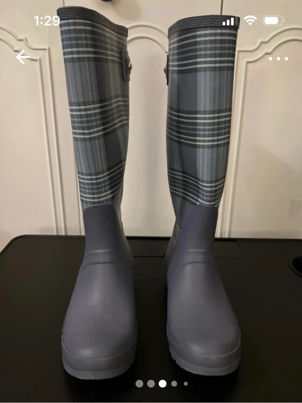 Women’s Tall Waterproof Rain Boots - Gray Plaid